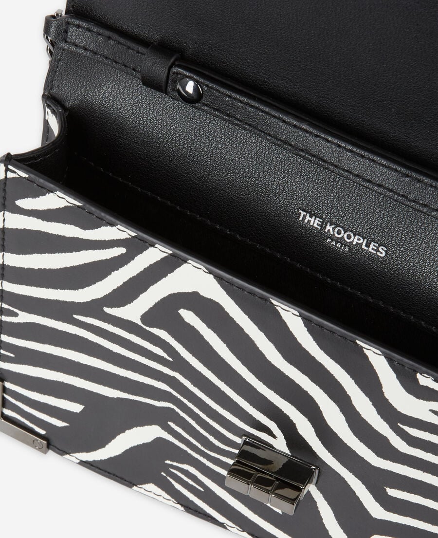The Kooples WOMEN BLACK / WHITE medium emily zebra-print clutch bag
