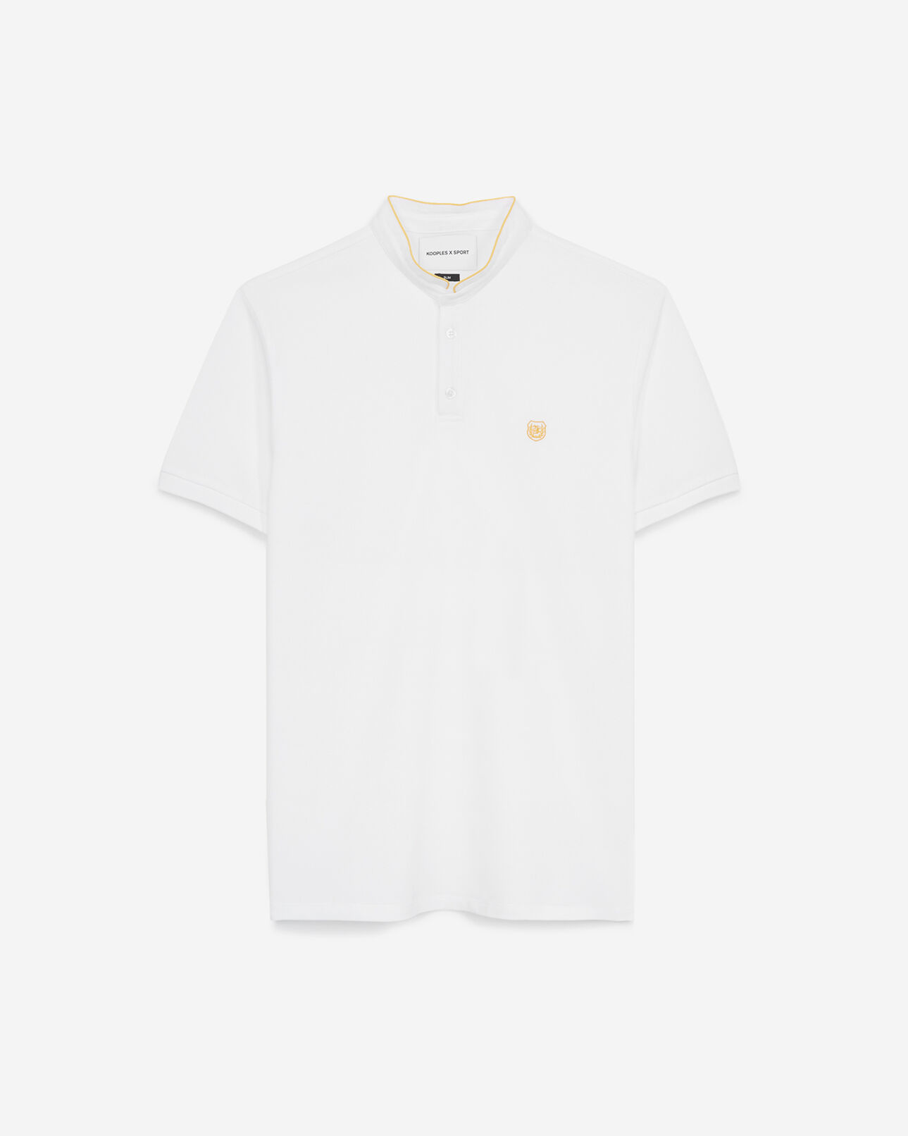 The Kooples H WHITE / DEEP YELLOW yellow cotton polo shirt with officer collar