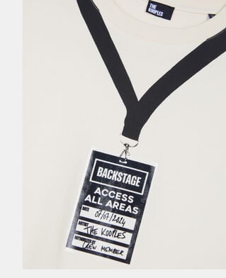 The Kooples HERREN ECRU weißes t-shirt mit backstage-siebdruck