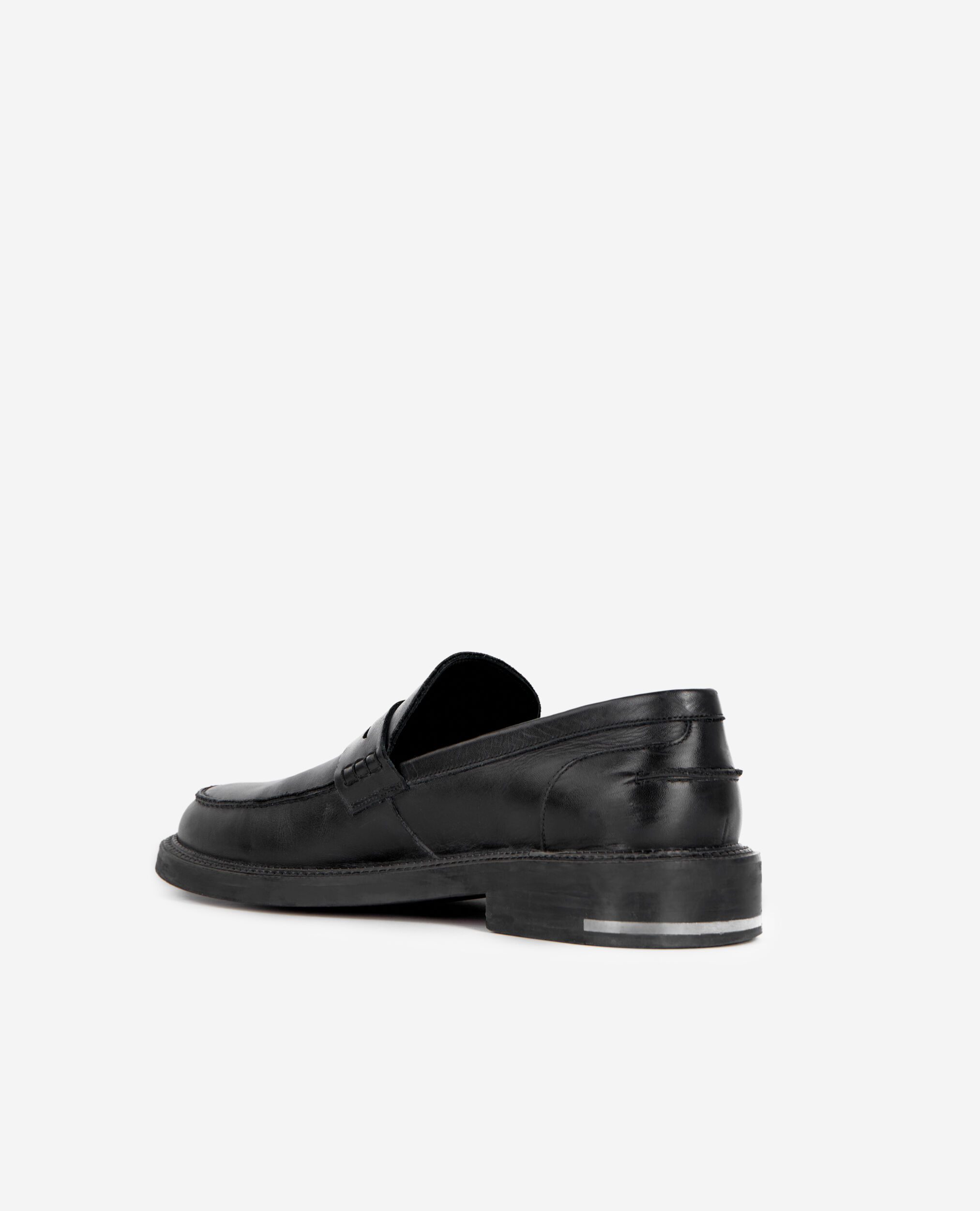 Penny loafers in black leather, BLACK, hi-res image number null