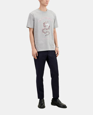 The Kooples HERREN LIGHT GREY CHINE hellgraues t-shirt mit siebdruck für herren