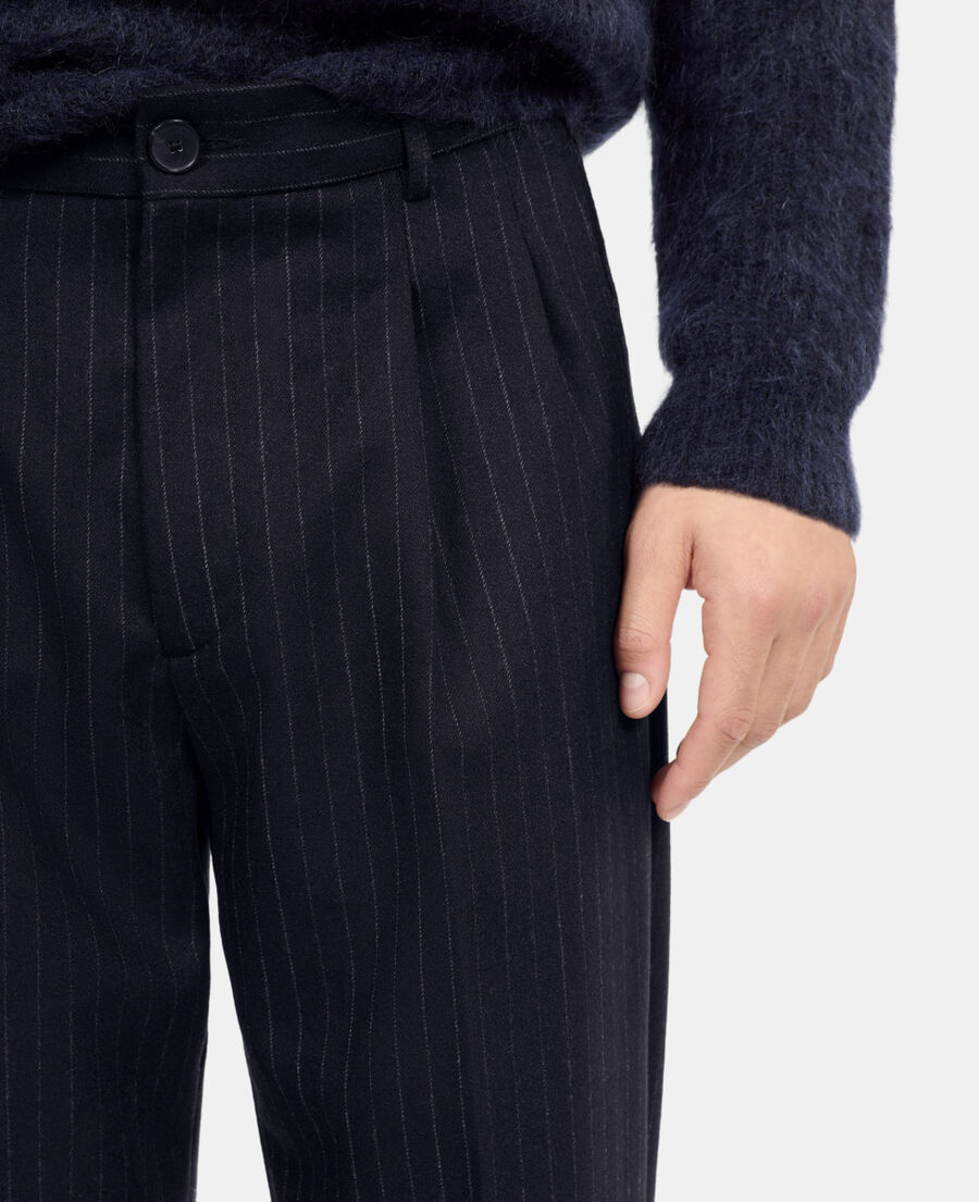 The Kooples H DARK NAVY navy blue striped wide-leg trousers