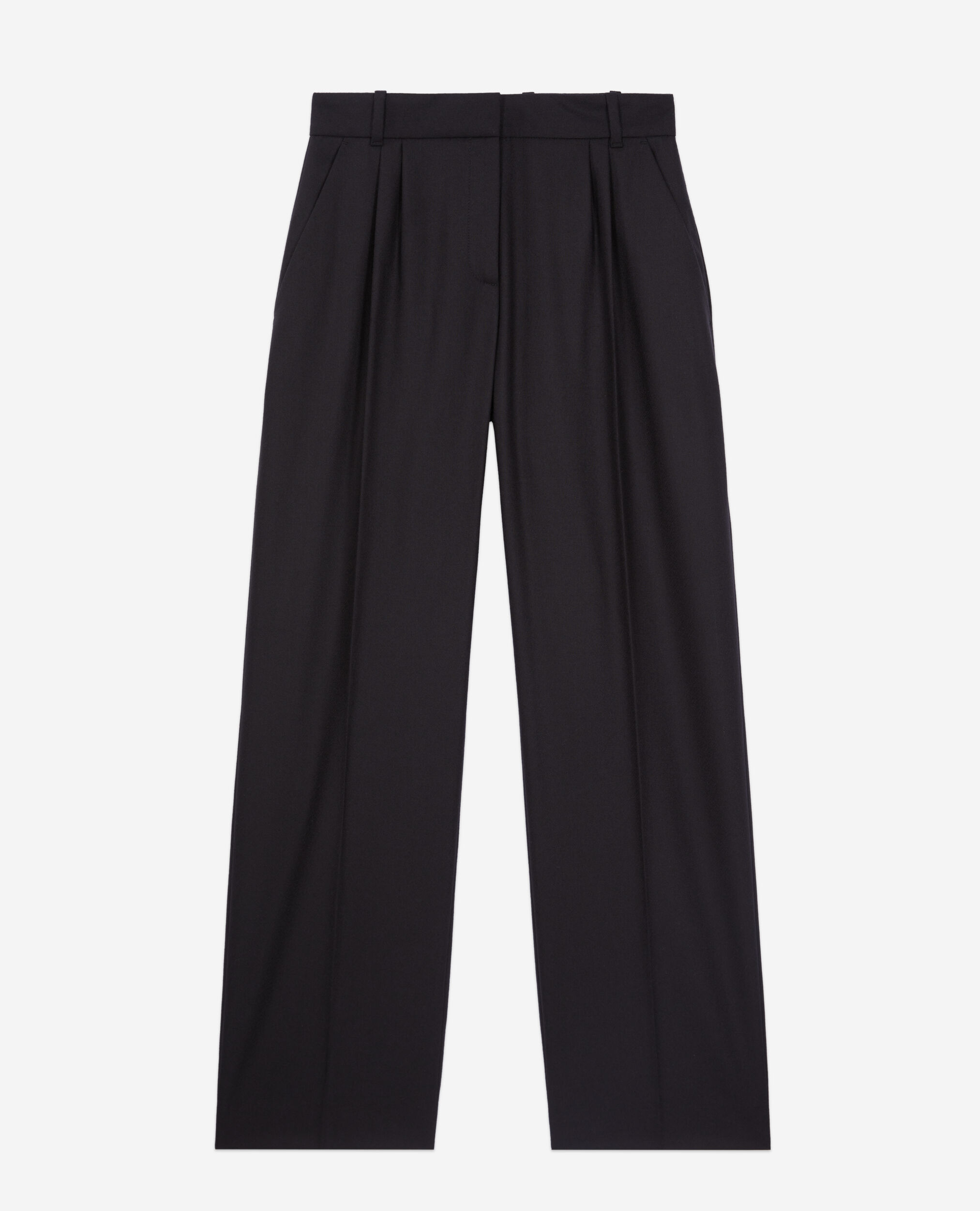 Pantalon à pinces noir en flanelle, BLACK, hi-res image number null