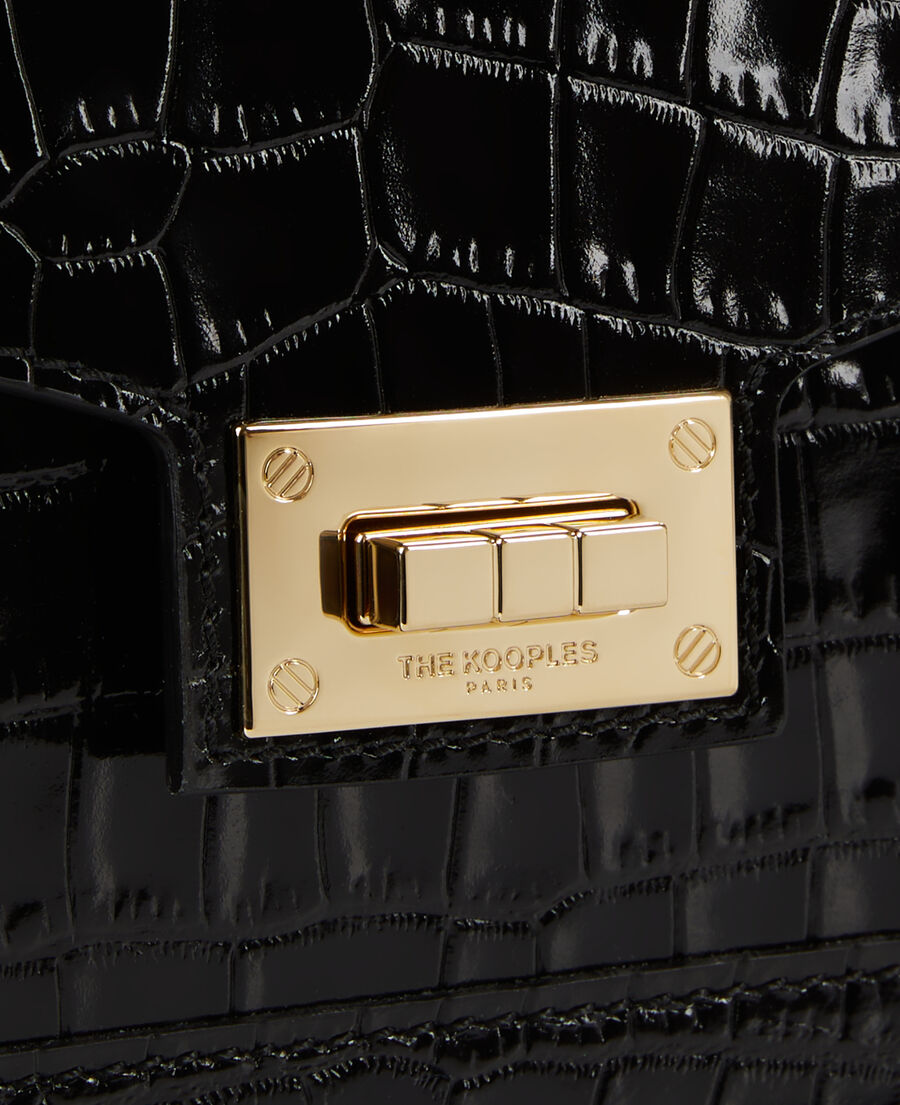 The Kooples FEMME BLACK sac emily small effet crocodile en cuir noir