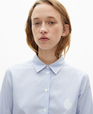 The Kooples FEMME BLUE / WHITE chemise &agrave; rayures en popeline bleue