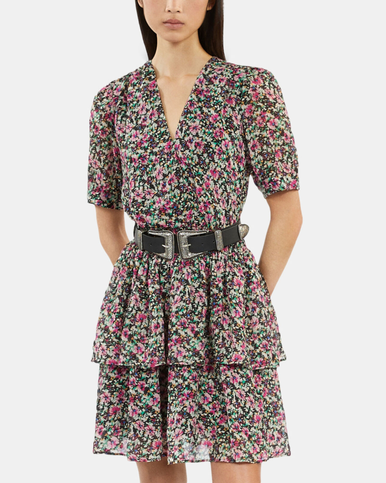 The Kooples WOMEN BLACK wide black leather belt