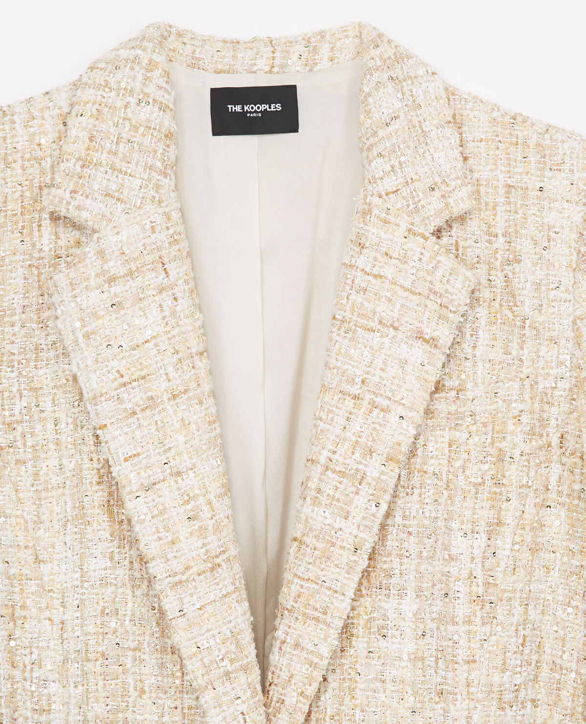 Long ecru tweed blazer The Kooples Women