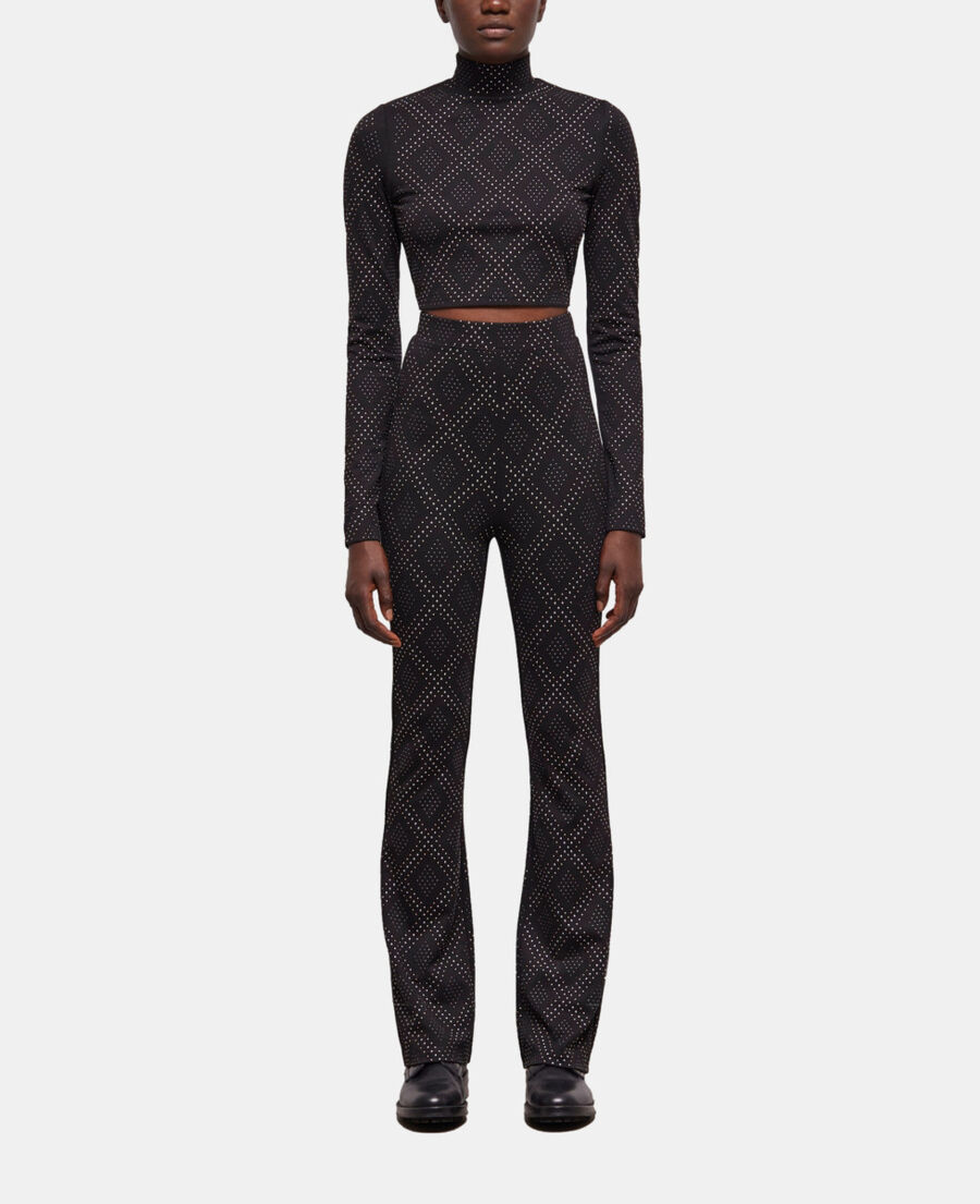 black pants with rhinestones