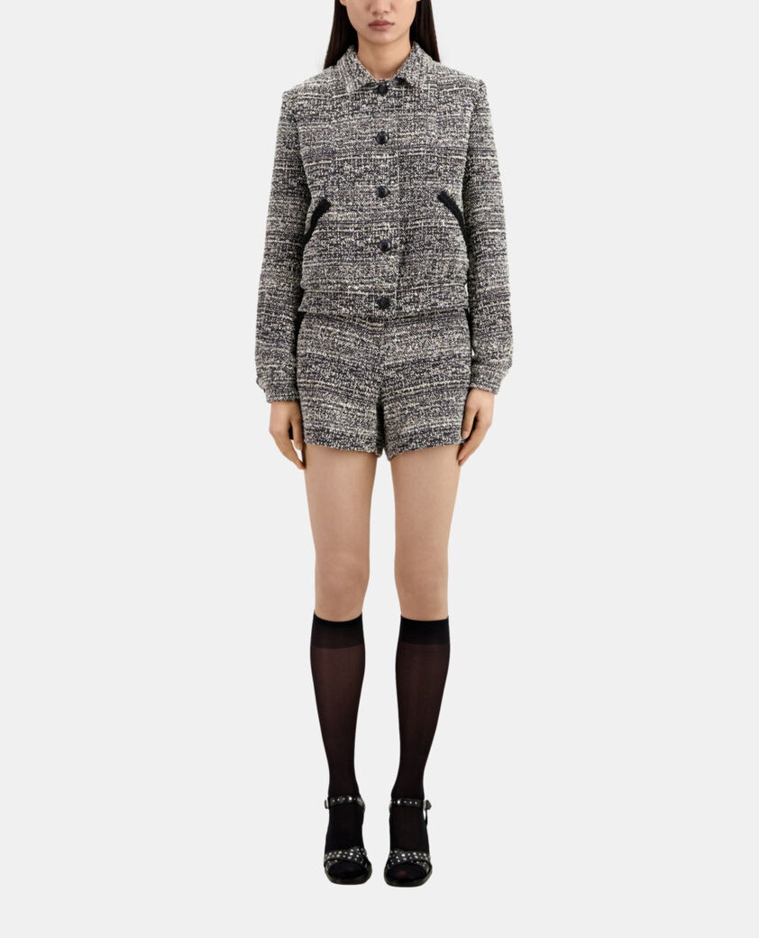 The Kooples FEMME BLACK WHITE veste en tweed noire et blanche