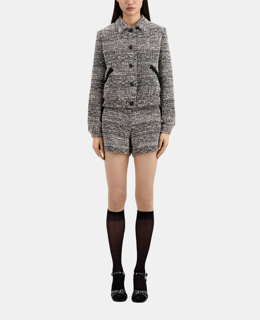 The Kooples MUJER BLACK WHITE chaqueta negra blanca tweed