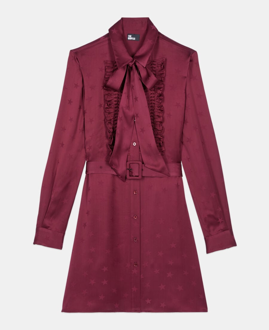 The Kooples FEMME BURGUNDY robe courte jacquard bordeaux