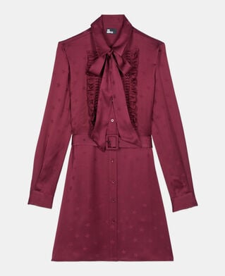 The Kooples FEMME BURGUNDY robe courte jacquard bordeaux
