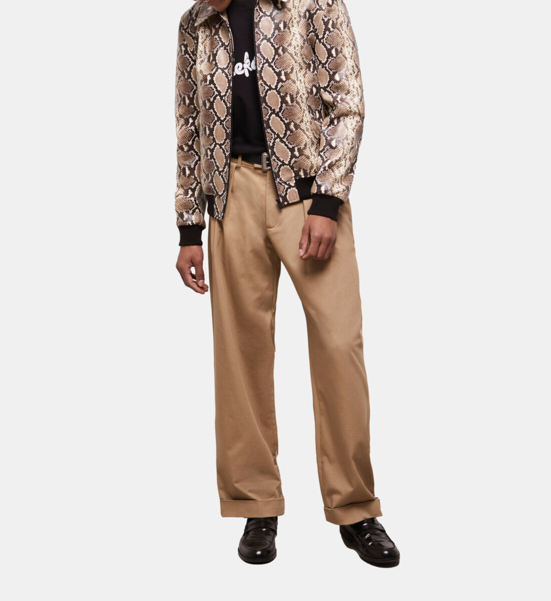 Snakeskin-effect leather jacket
