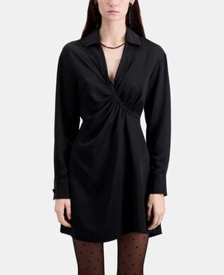 The Kooples FEMME BLACK robe courte noire avec drapé