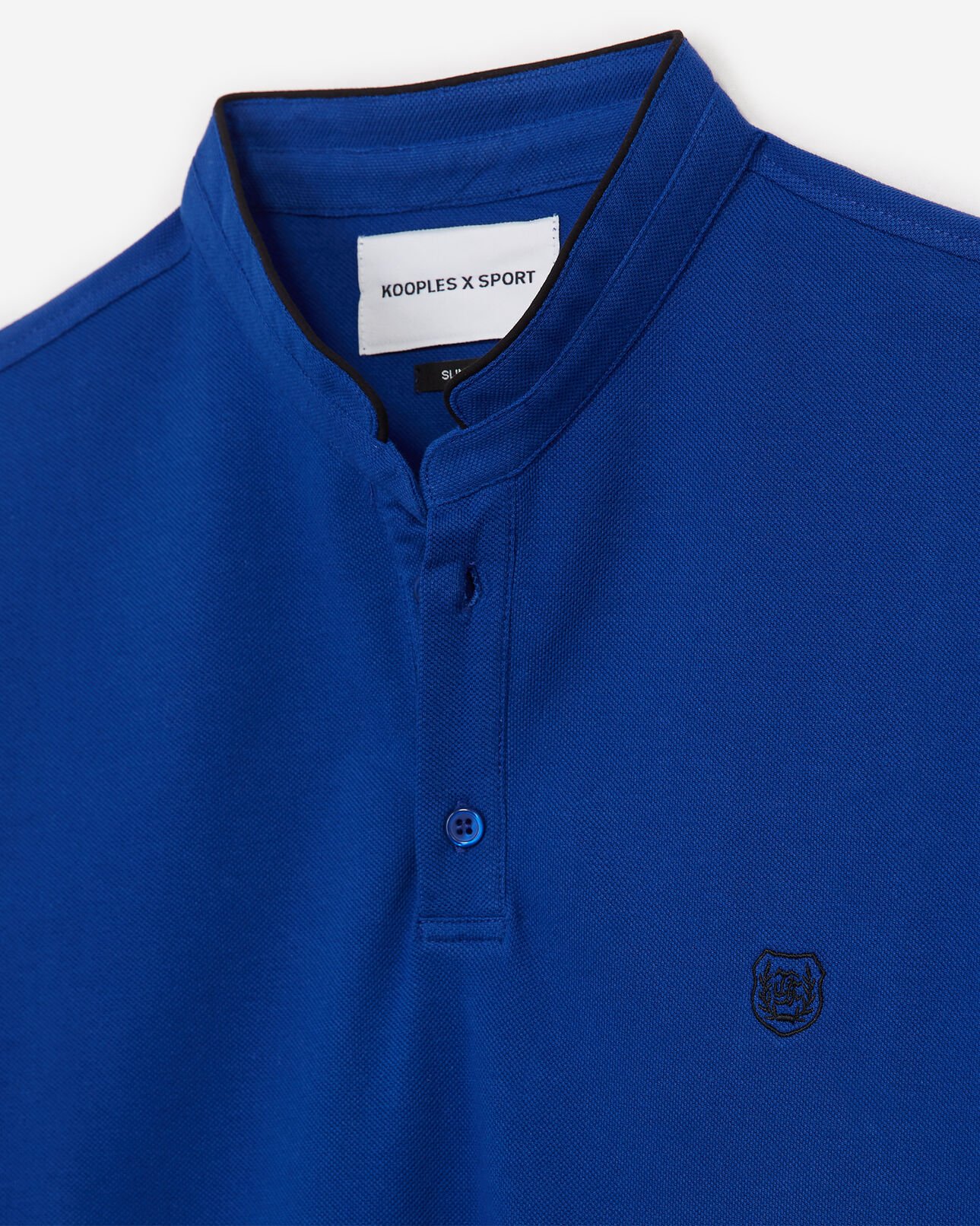 The Kooples HOMME SONIC BLUE / BLACK polo bleu col officier slim