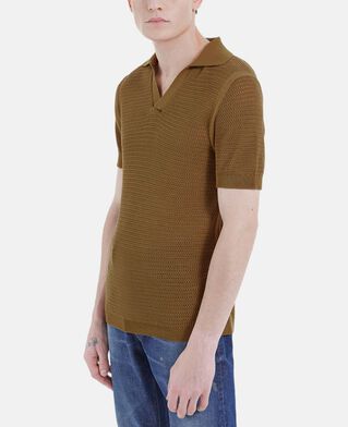 The Kooples H CAMEL short-sleeve camel cotton sweater