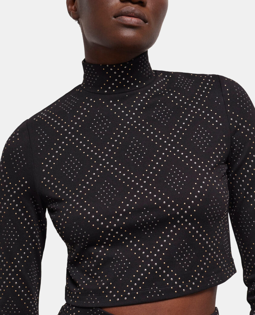 The Kooples FEMME BLACK top à strass noir