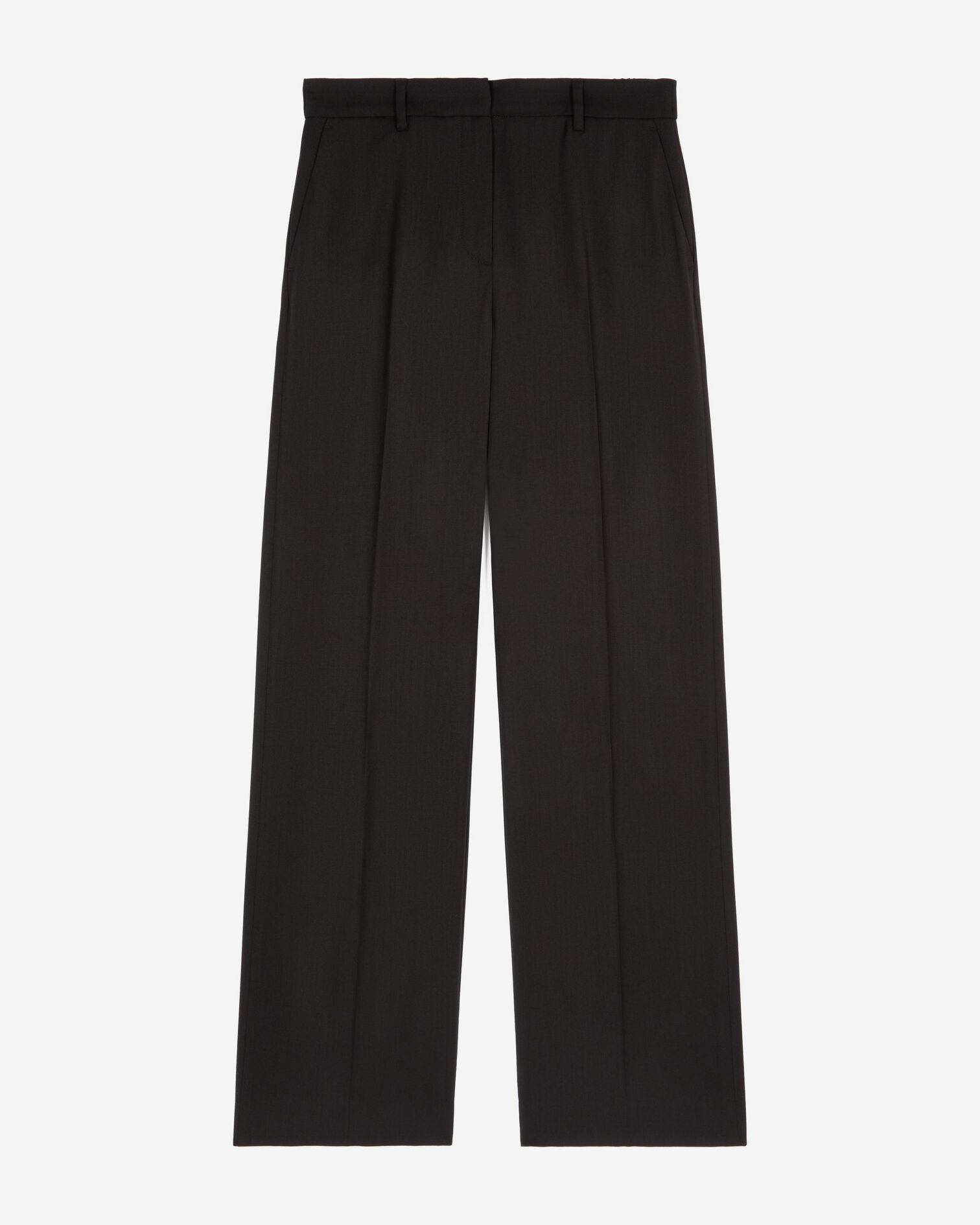 Pantalon large en laine noir, BLACK, hi-res image number null