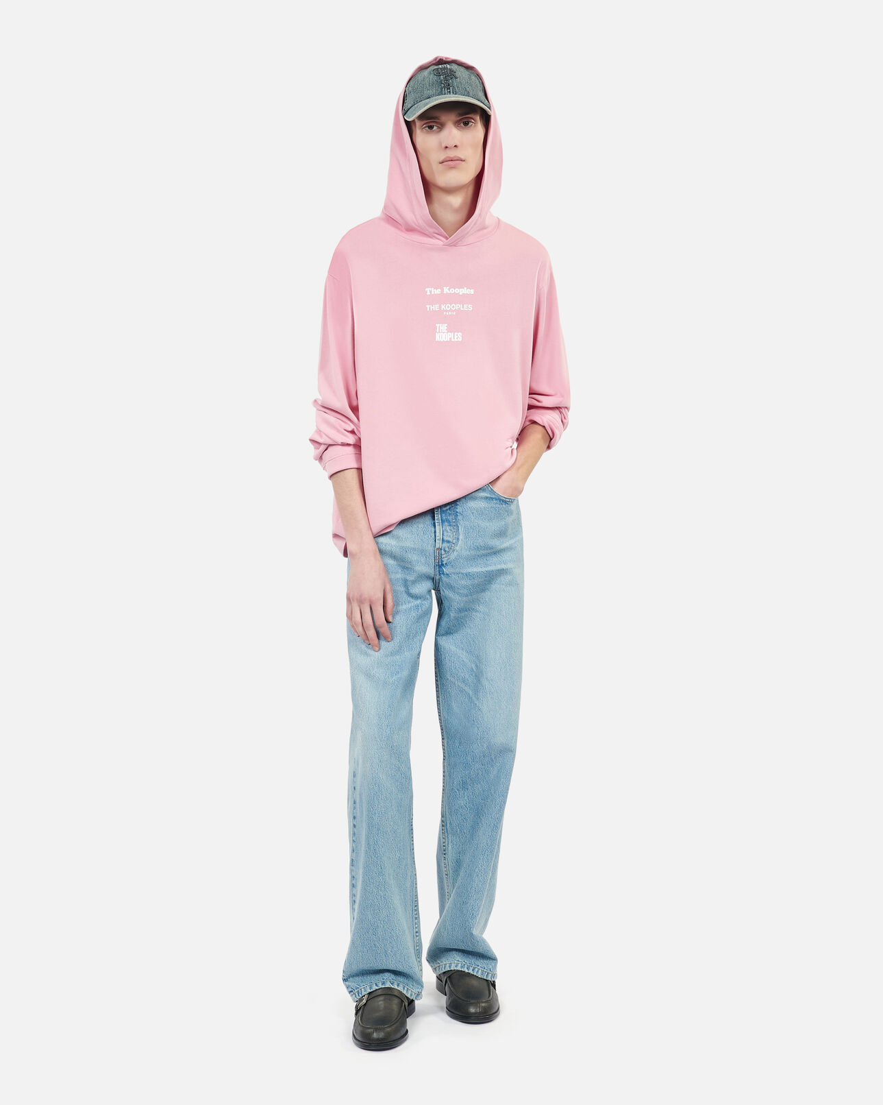 The Kooples H SWEET PINK long-sleeved pink hooded locations serigraphy t-shirt