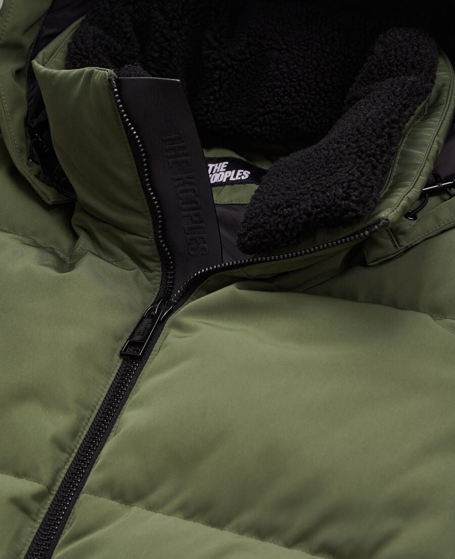 The Kooples H KAKI sleeveless hooded khaki puffer jacket