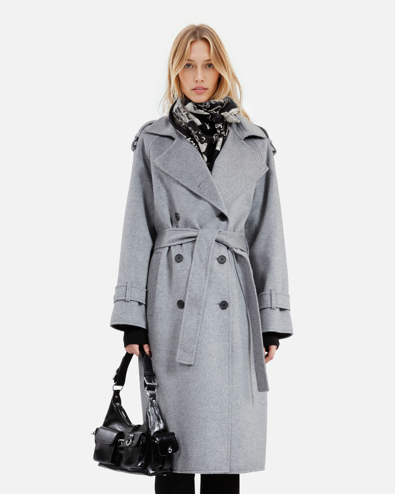 The Kooples FEMME BLACK WHITE foulard imprimé en laine et soie