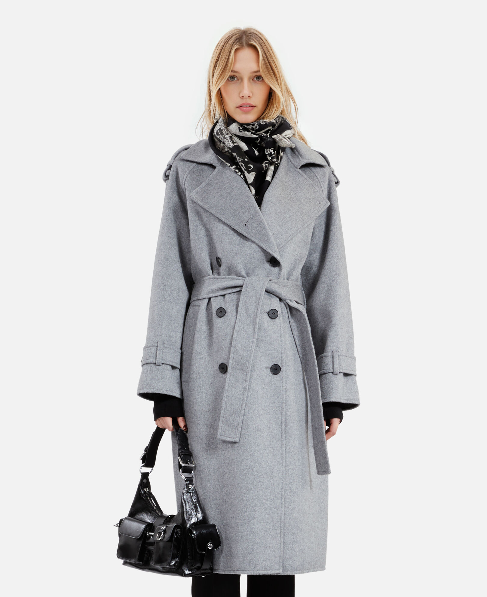 The Kooples DAMEN BLACK WHITE halstuch mit print aus wolle und seide