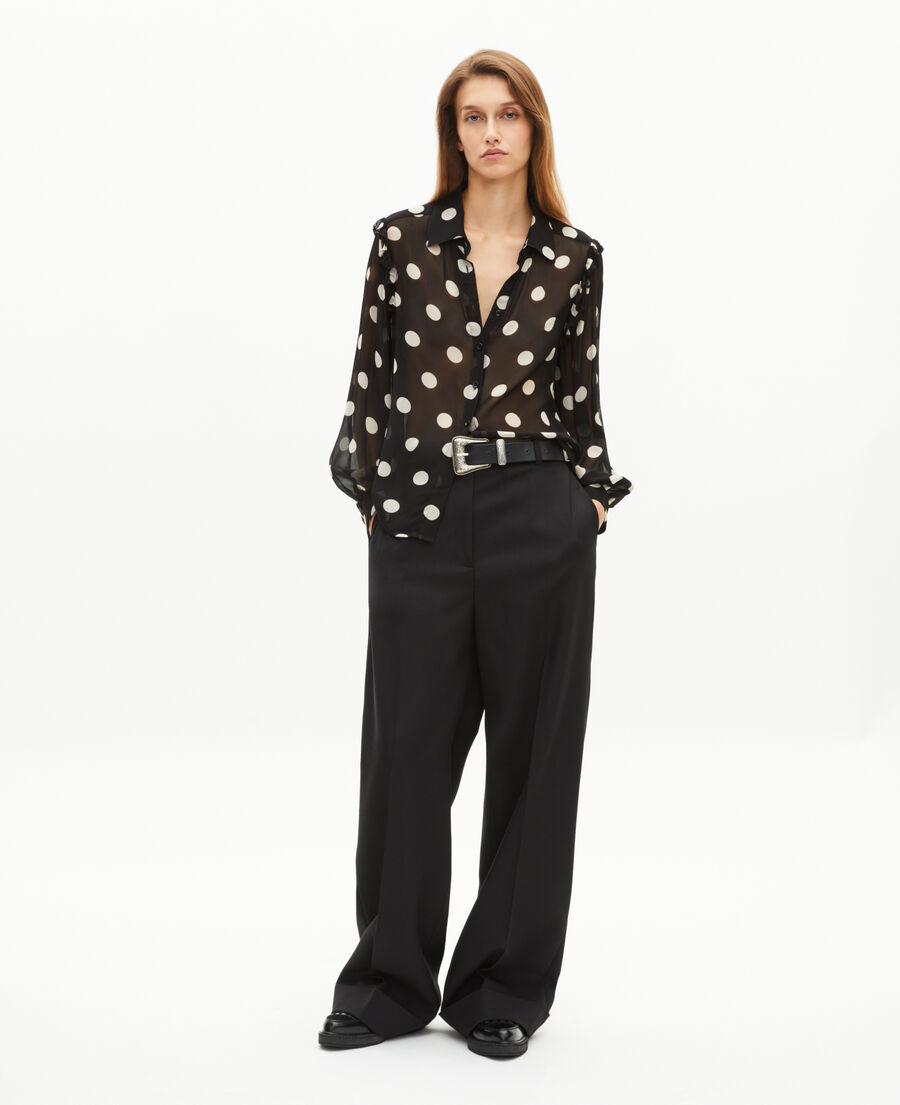 The Kooples WOMEN BLACK WHITE black polka-dot shirt