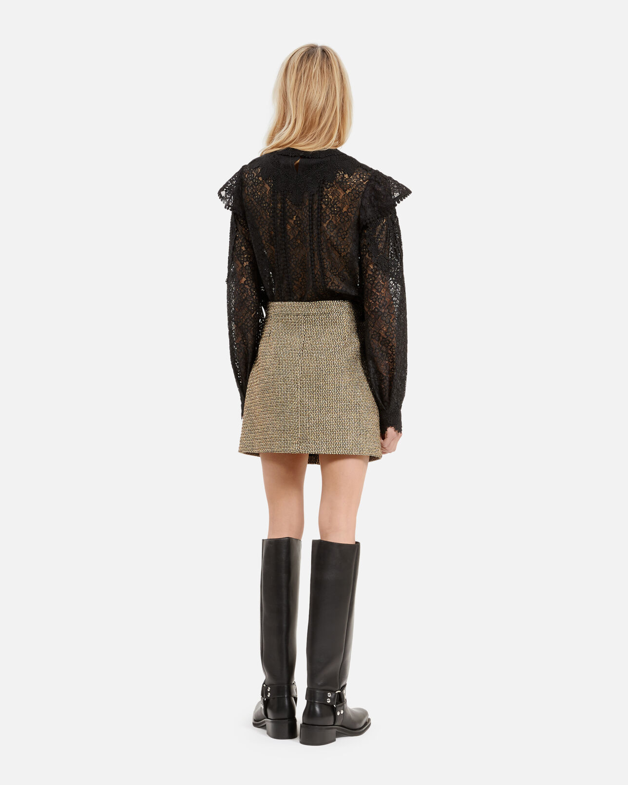 The Kooples FEMME BLACK / GOLD jupe courte noire et dorée