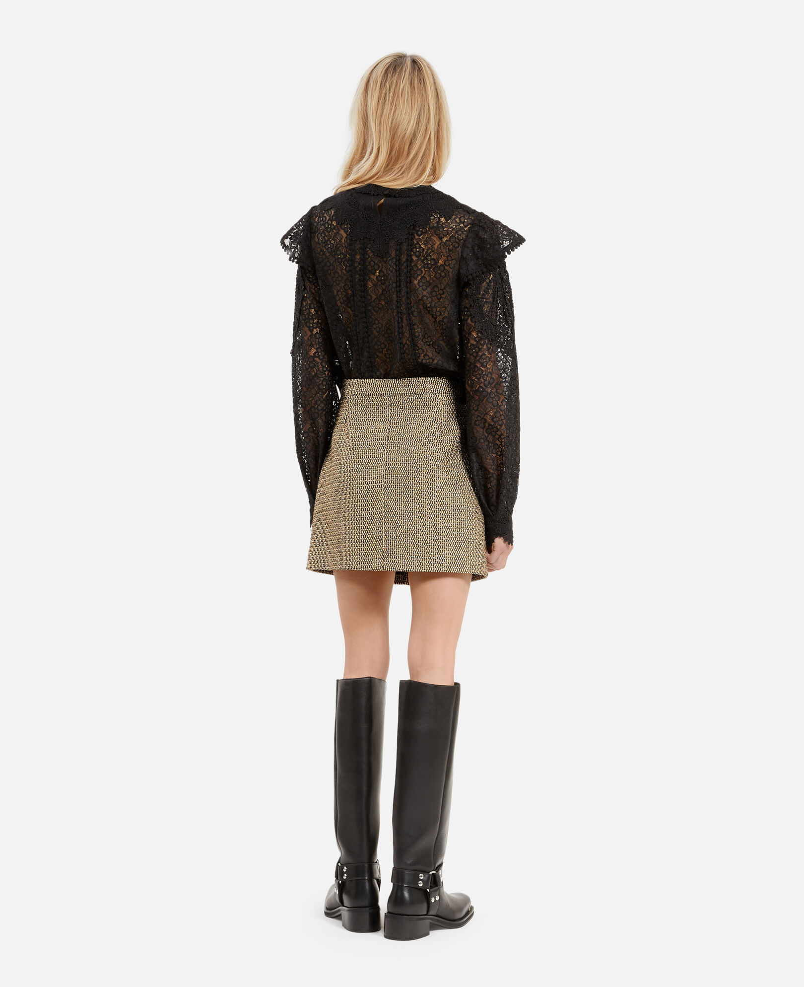 The Kooples DAMEN BLACK / GOLD kurzer, schwarz-goldener rock