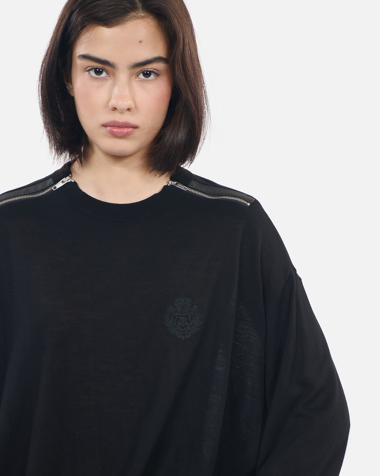 The Kooples WOMEN BLACK black merino wool sweater