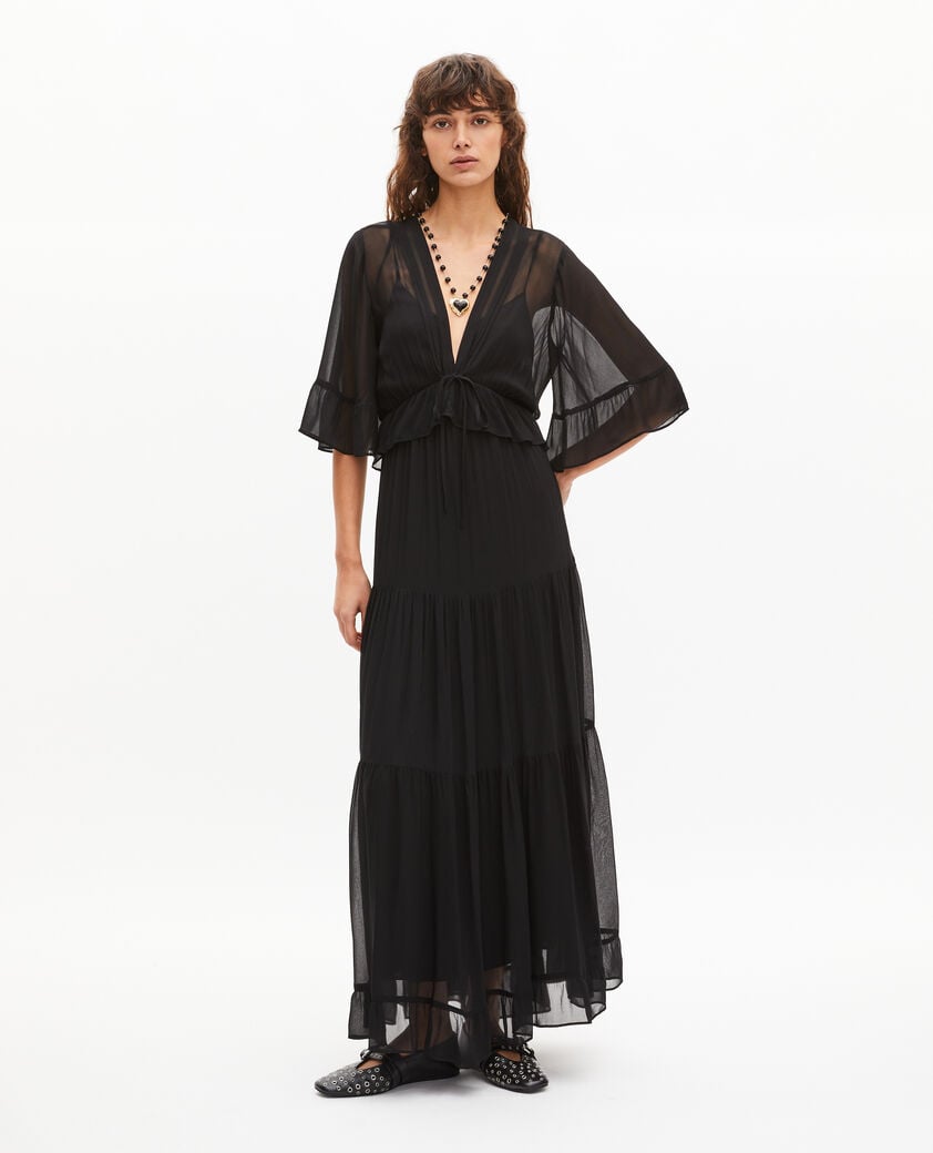 The Kooples WOMEN BLACK black ruffled maxi dress