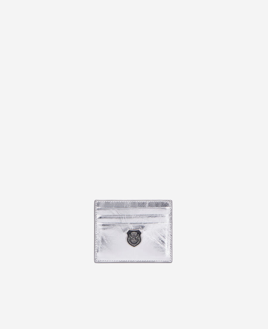 The Kooples WOMEN SILVER blason silver leather card case