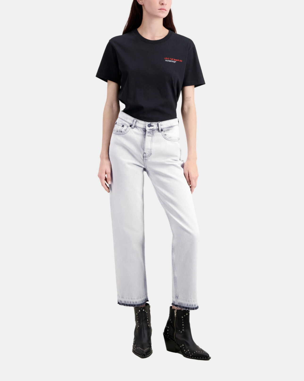 The Kooples MUJER WHITE BLEACH vaqueros blancos descoloridos rectos