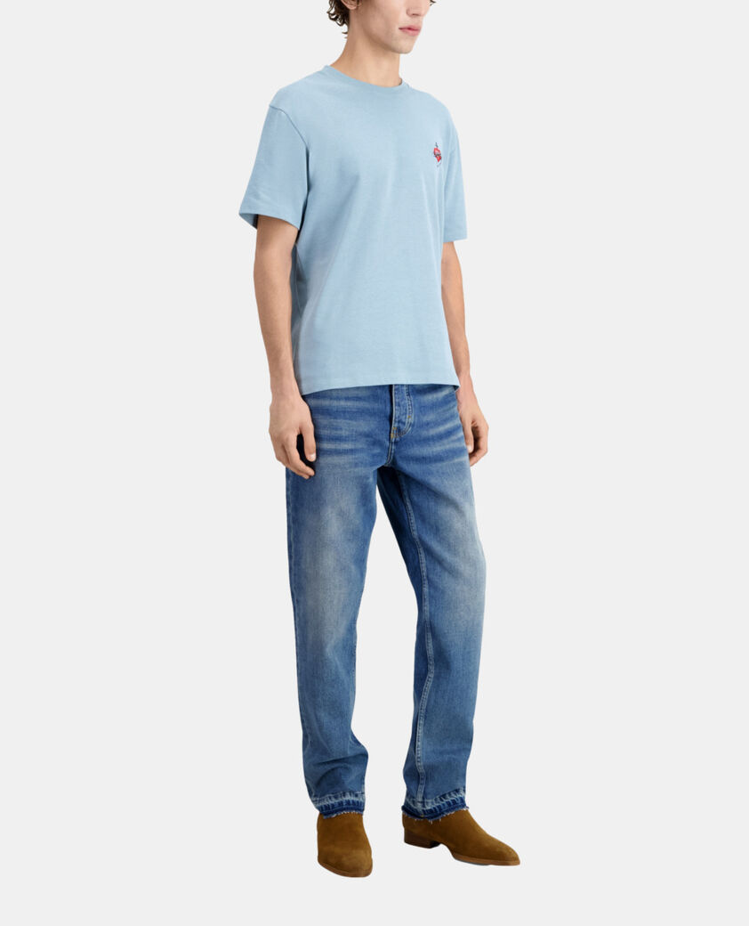 The Kooples HERREN BLUE GREY blaues t-shirt mit stickerei