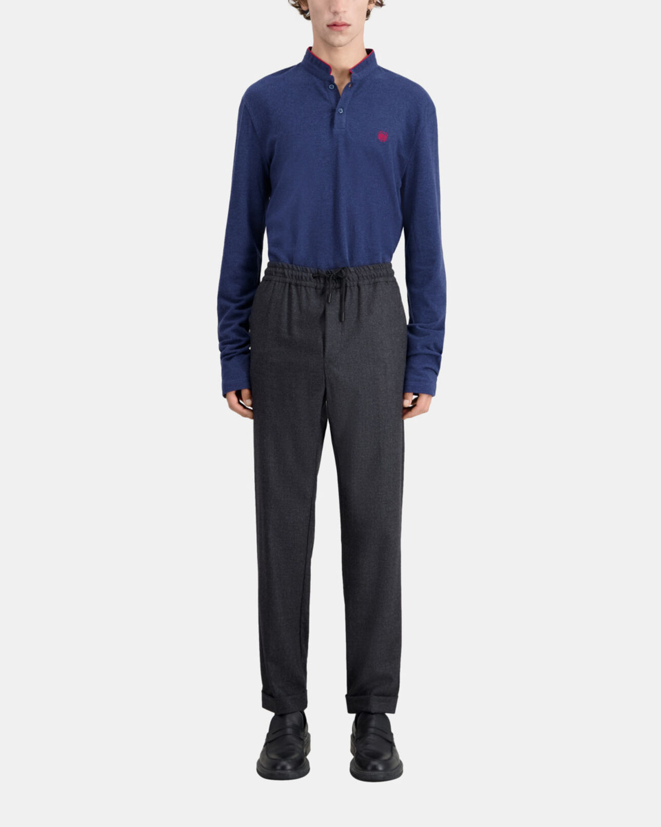 The Kooples HOMME DARK GREY pantalon gris en flanelle