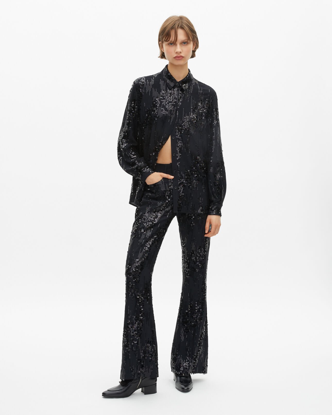 The Kooples FEMME BLACK chemise à sequins noire
