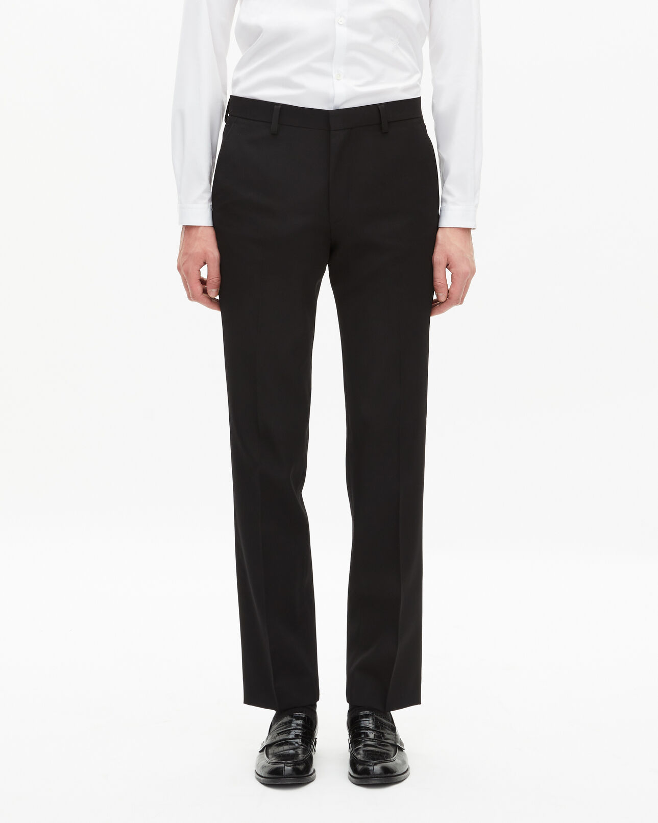 The Kooples MEN BLACK black tuxedo trousers with satin details straight cut