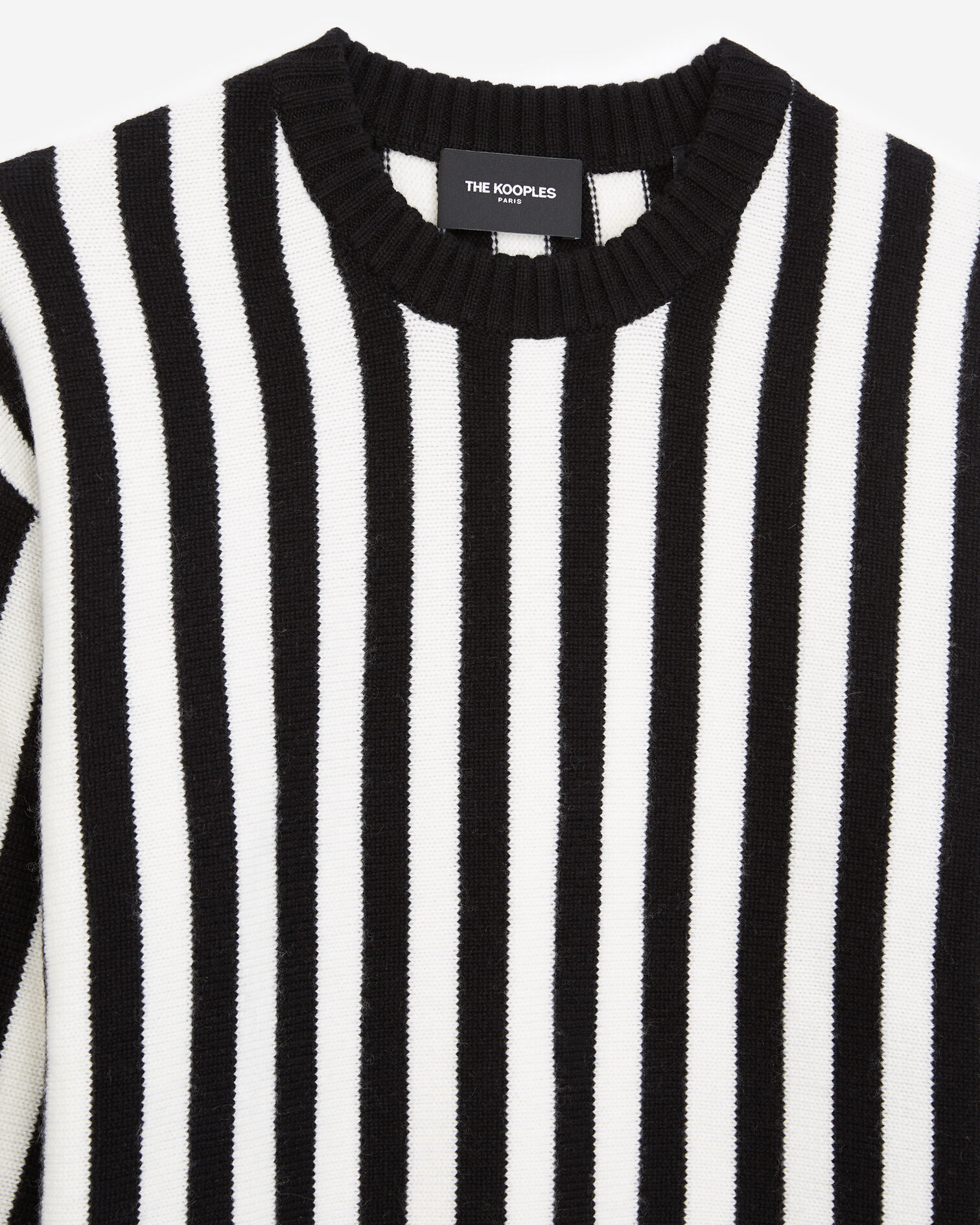 Pull col rond rayures noires, BLACK, hi-res image number null