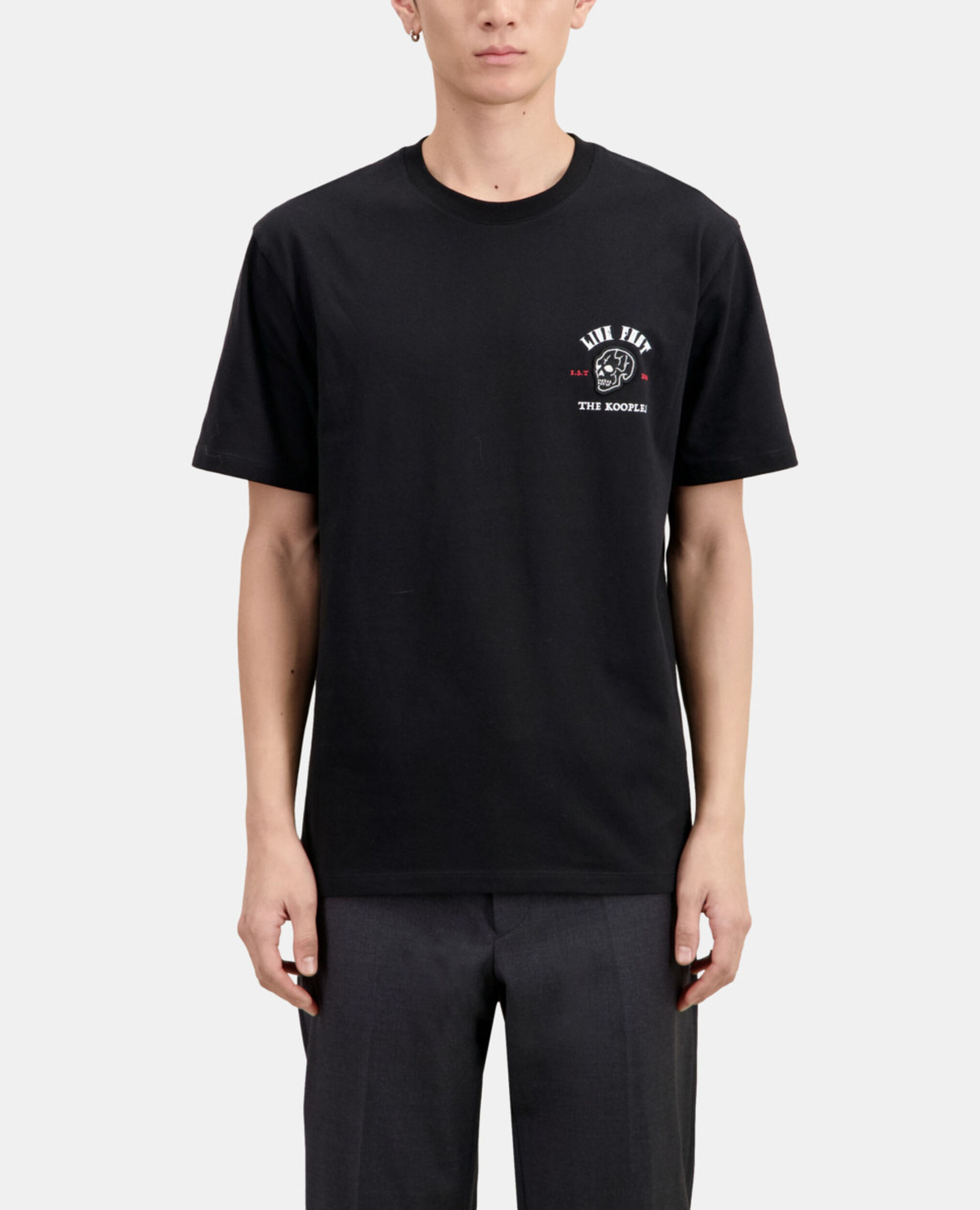 Schwarzes T-Shirt mit „Live fast“-Schriftzug, BLACK, hi-res image number null