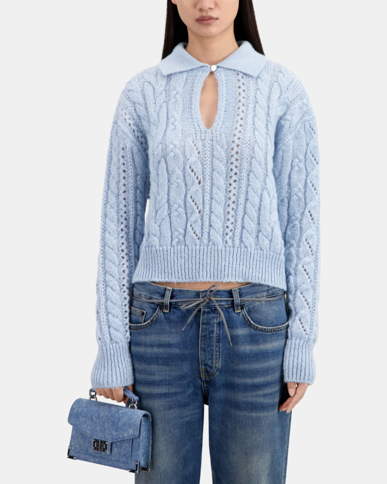 The Kooples FEMME BLUE pull en laine mélangée bleu ciel