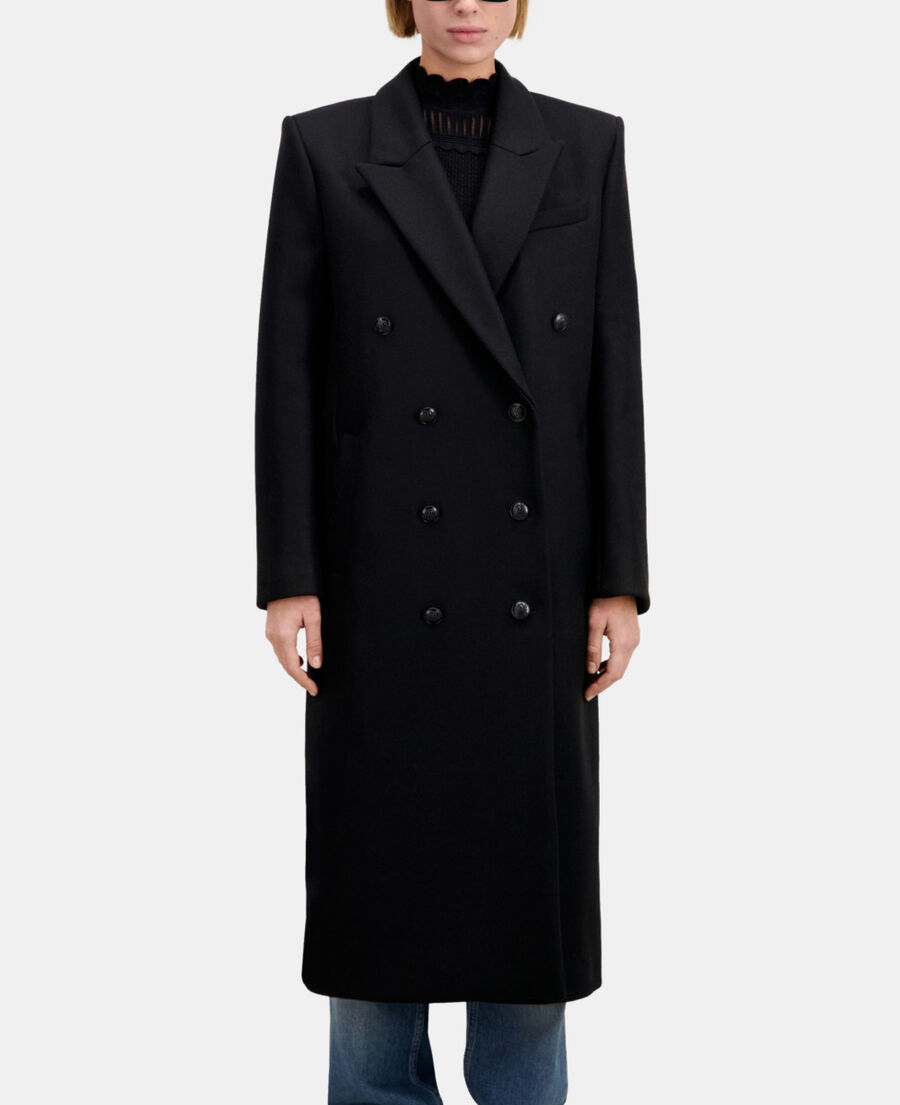 The Kooples WOMEN BLACK long black wool coat