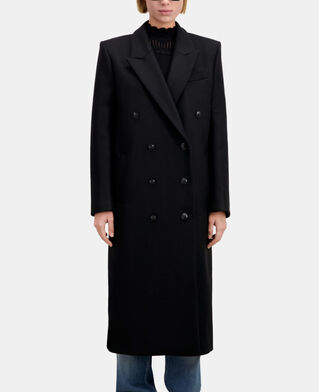 The Kooples WOMEN BLACK long black wool coat