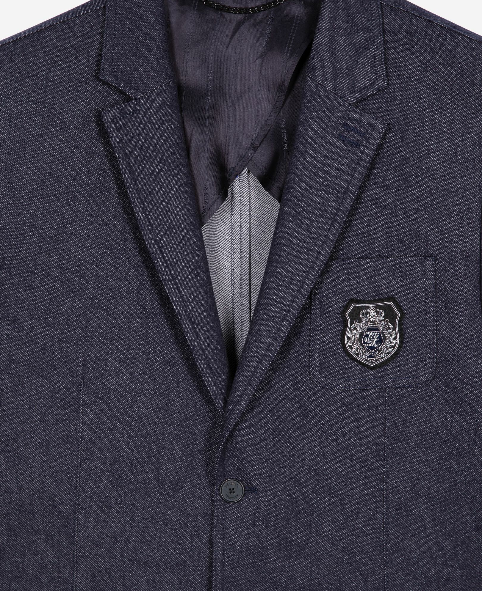 The Kooples MEN NAVY blue denim-effect suit jacket