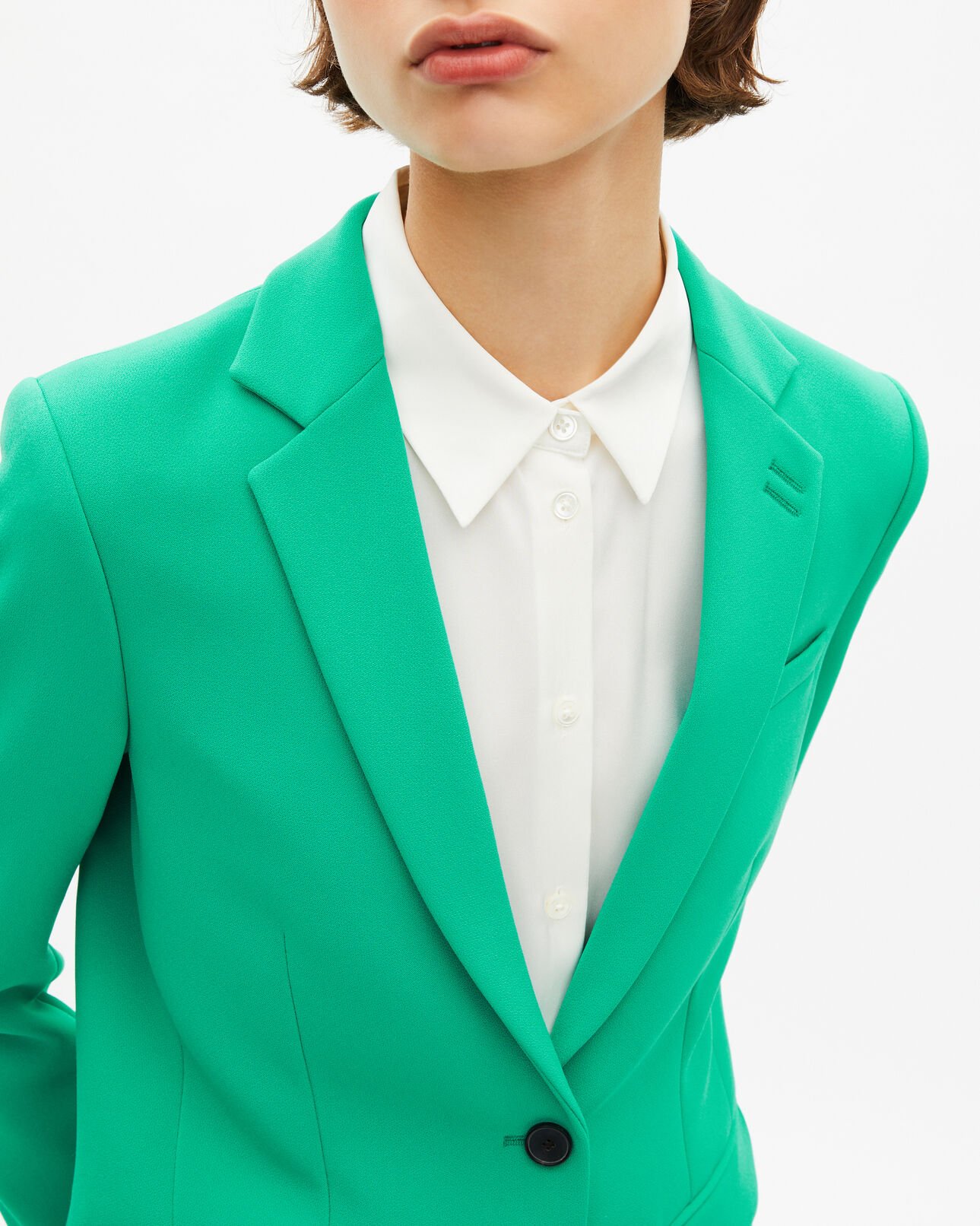 The Kooples FEMME GREEN veste tailleur verte en crêpe