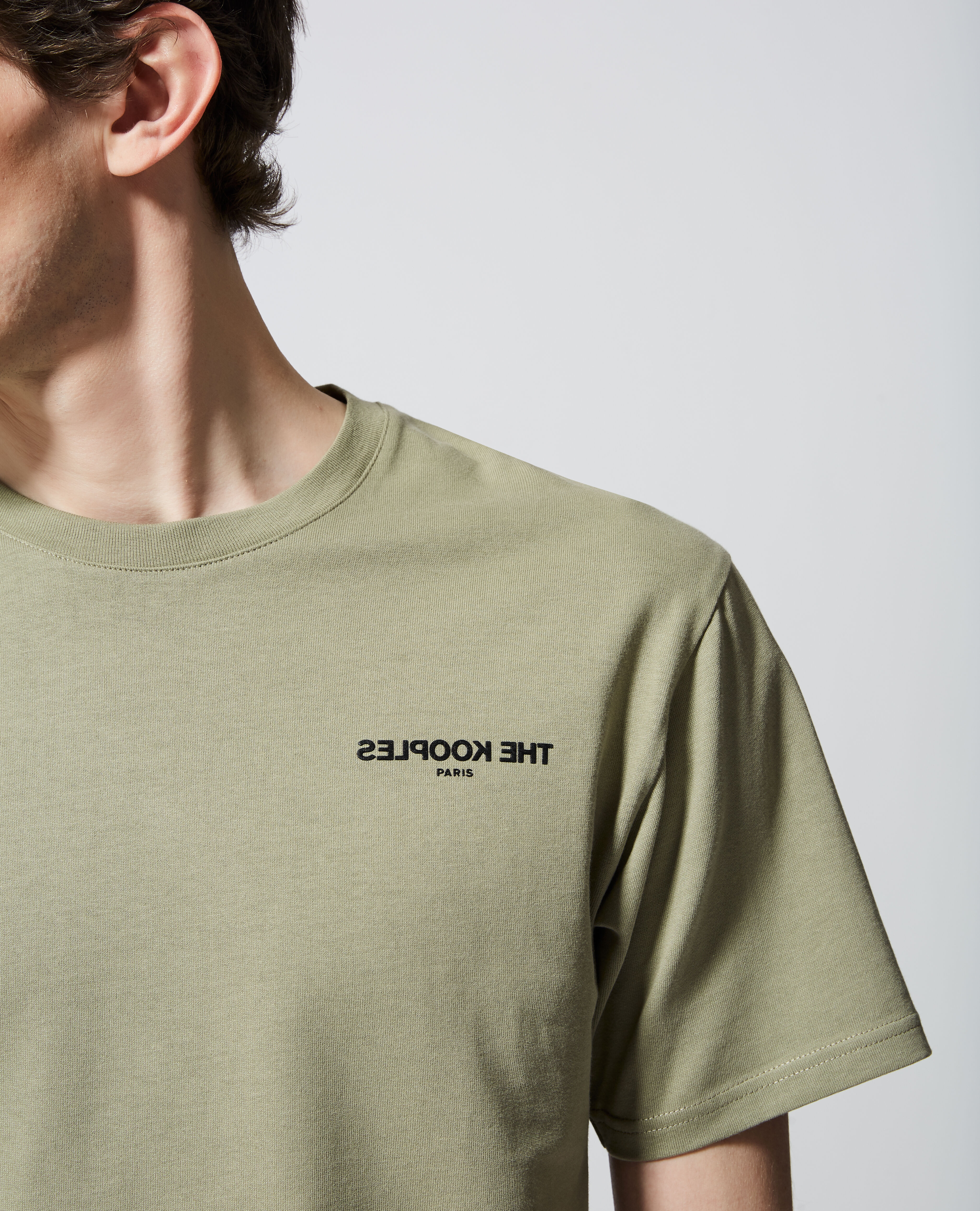Khaki cotton T shirt w inverted Kooples logo The Kooples US