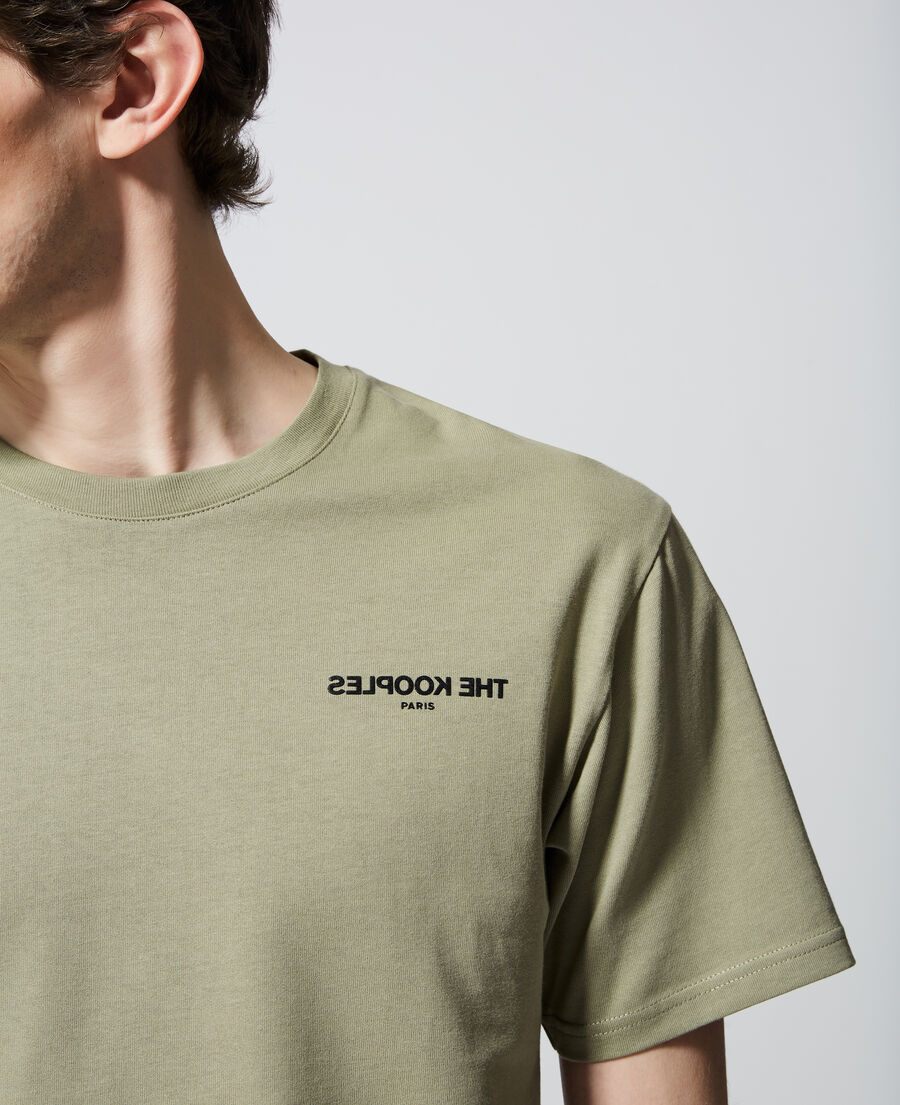 t-shirt kaki coton logo kooples inversé