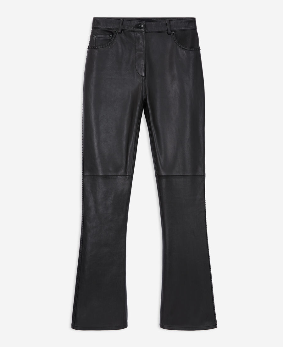 black leather pants with studs