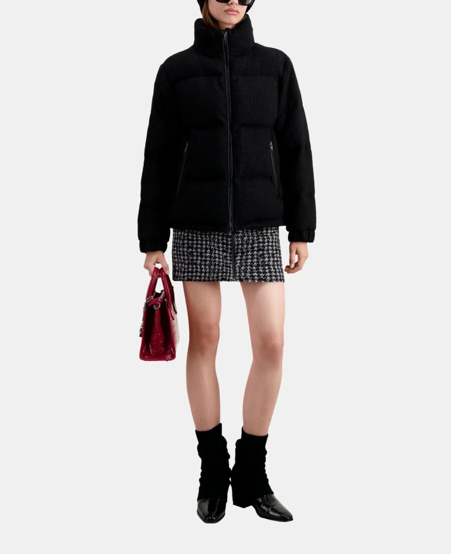 The Kooples DAMEN BLACK schwarz daunenjacke aus tweed