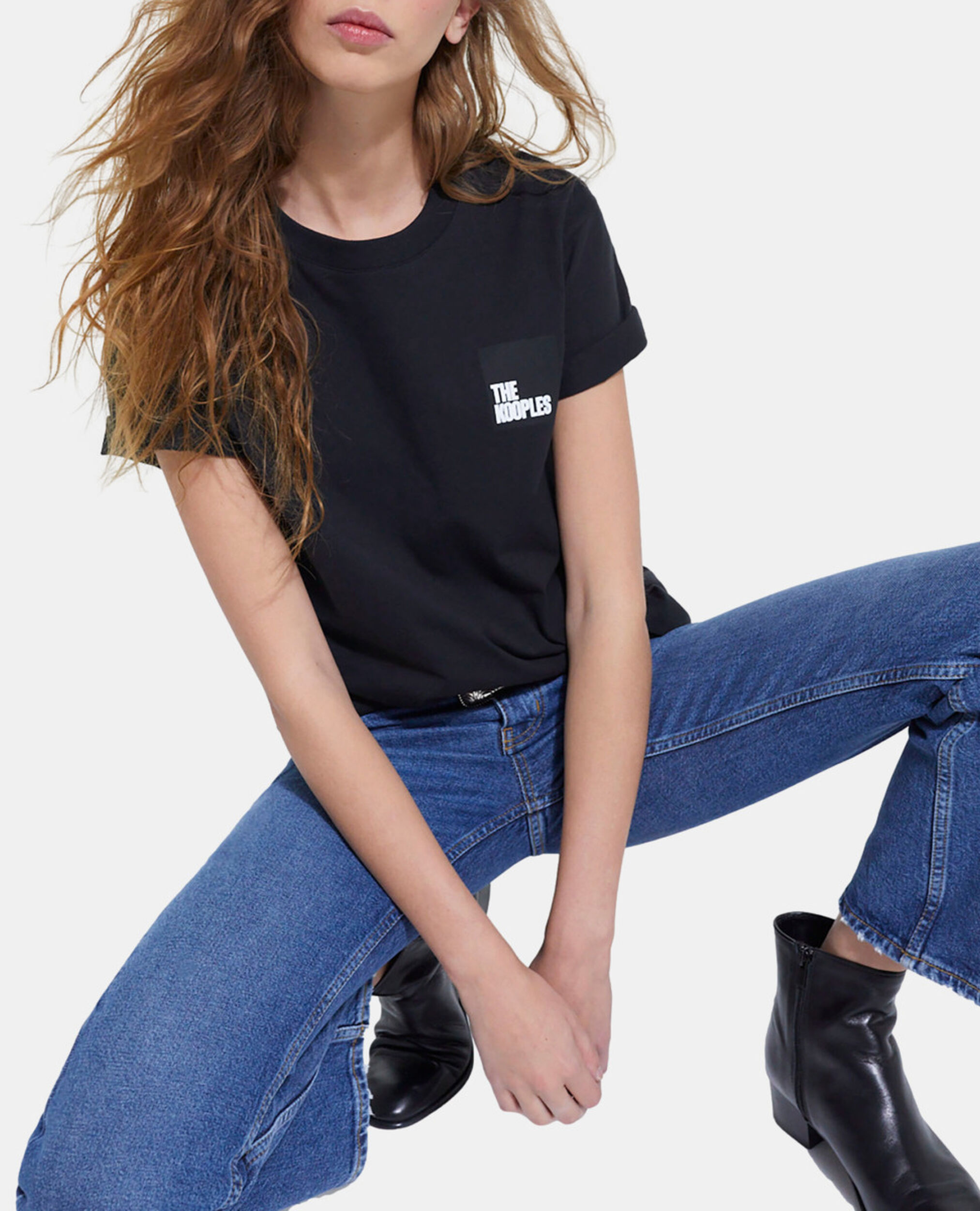 Black cotton T-shirt, BLACK, hi-res image number null
