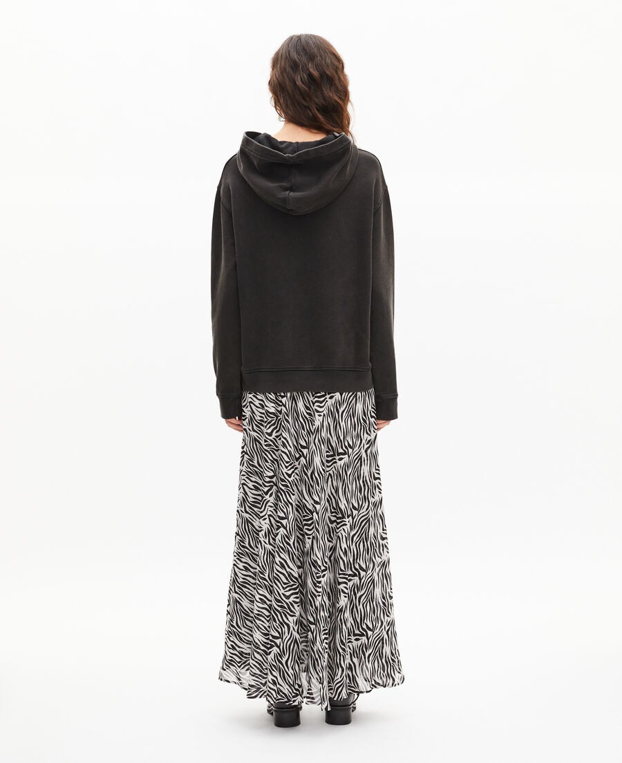 The Kooples FEMME BLACK WASHED sweatshirt &agrave; capuche avec s&eacute;rigraphie noir